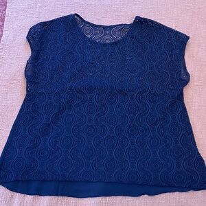 Chic Navy Lace Women's plus size Blouse